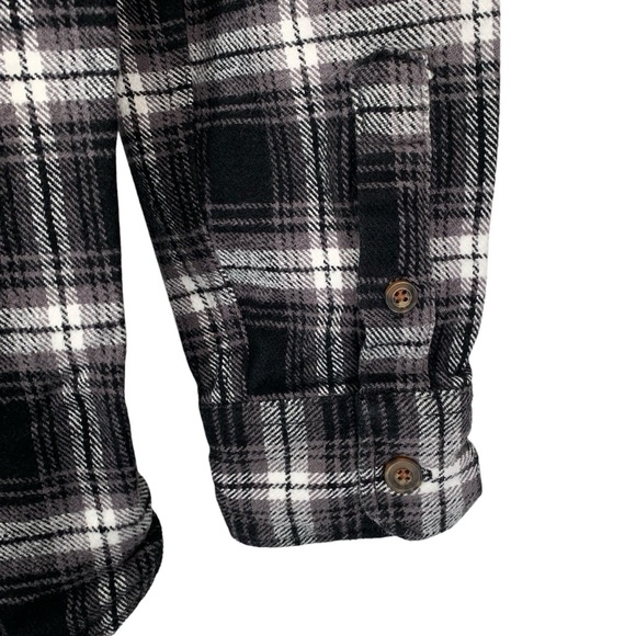 Jachs New York Flannel Shirt Mens Small Black White Plaid Girlfriend Unisex - Picture 6 of 9